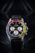 Rolex Cosmograph Daytona Rainbow Black Dial Watch – Multicolor Sapphire Bezel Luxury Men's Chronograph Watch