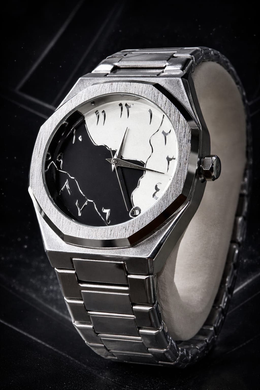 AURA Men's Luxury Watch with Arabic Numerals – Stainless Steel Chain Strap Stylish Wrist Watch for Men
